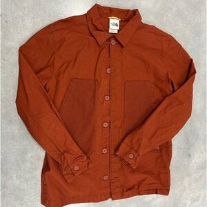 The North Face Men's Medium Long Sleeve Shirt Rust Orange Outdoor Hiking Pockets
